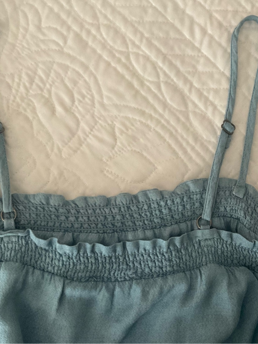Splendid Blue Chambray Jumpsuit Spaghetti Straps Elastic Waist Sz: L NWOT - Picture 6 of 9